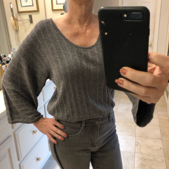 FREE with purchase: Chico silver metallic sweater, full sleeves, Sz M - Picture 8 of 11